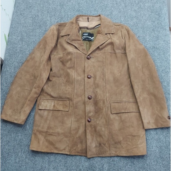 Vintage‎ Montgomery Ward Leather coat Mens 42 Brown Suede Lined Chore Driving